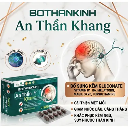 Viên uống An Thần Khang Bổ Thần Kinh - Hỗ Trợ Ngủ Ngon, Giảm Stress, Suy Nhược Thần Kinh Hộp 30 Viên